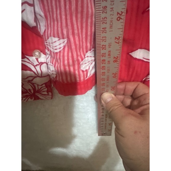 GAP XXL Mens Floral Button‎ Up Shirt Short Sleeve Red White Tropical - Picture 4 of 6